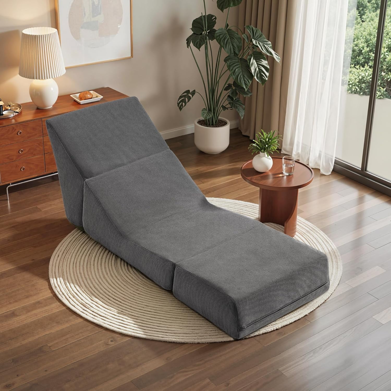 Folding Sofa Bed, 3 in 1 Convertible Sleeper Chair, Floor Couch with Back Support, Single Chair Bed for Living Room