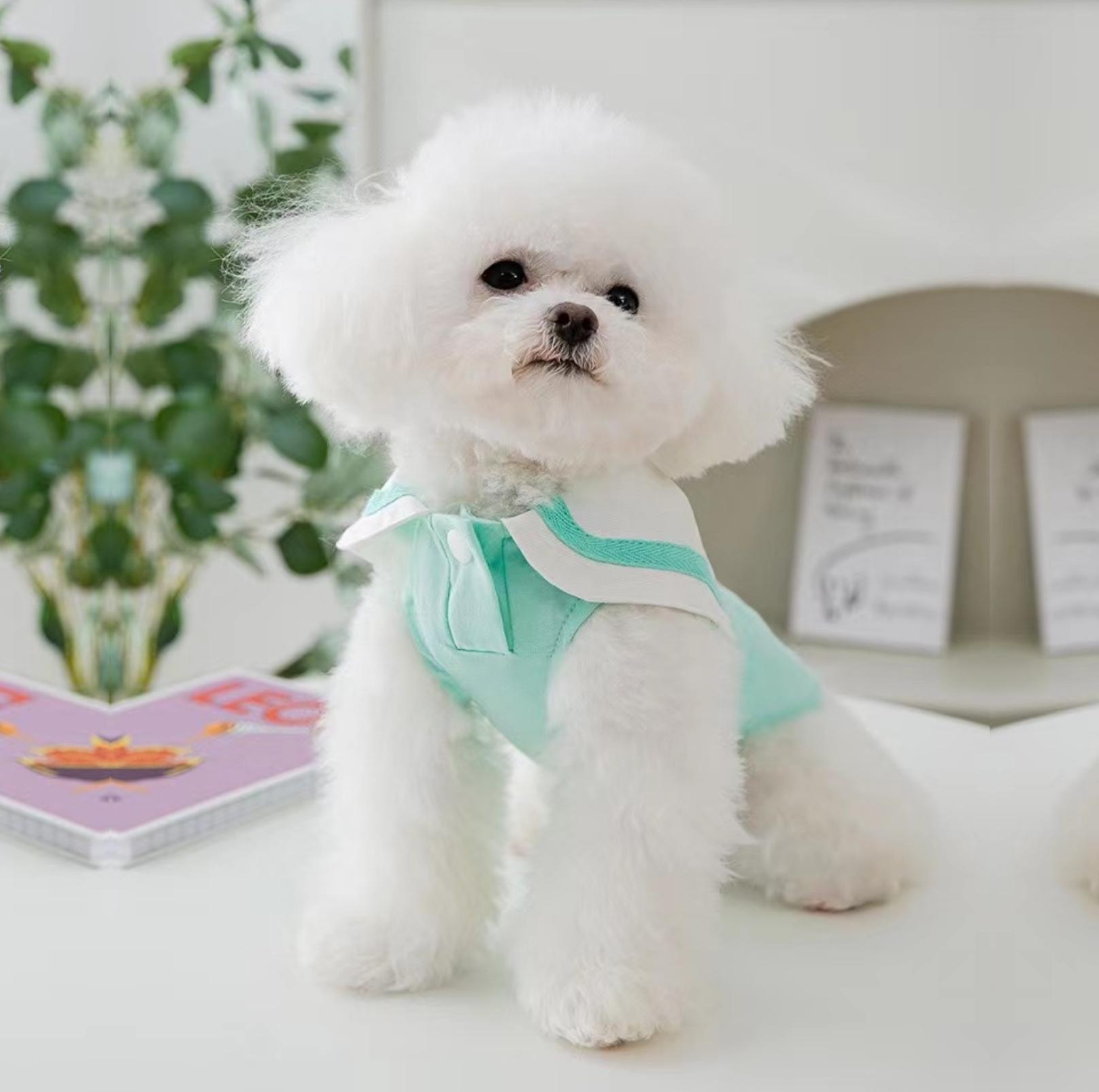 Summer Pet Vest with Naval Collar & Kitty Print