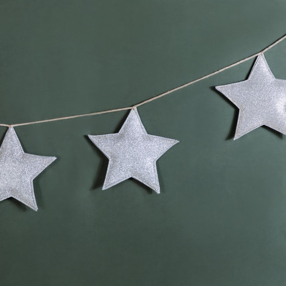 Festive Shimmery Star Bunting Silver 98 Inch