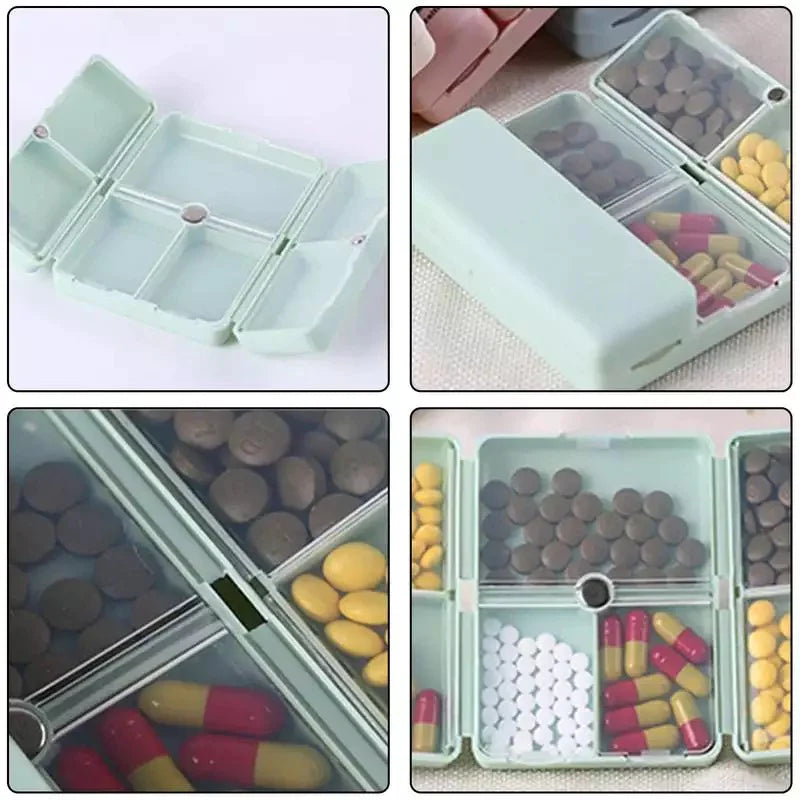 7 Days Foldable Travel Medicine Holder. Weekly Magnetic Pill Storage Box. Tablet Storage Dispenser Container