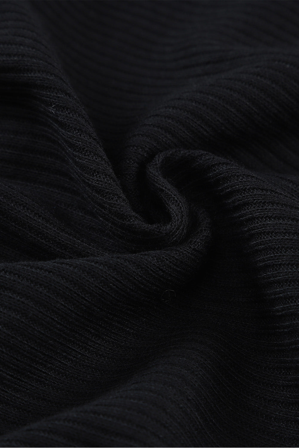 Black Rib Knit Midi Bodycon Dress with Slit