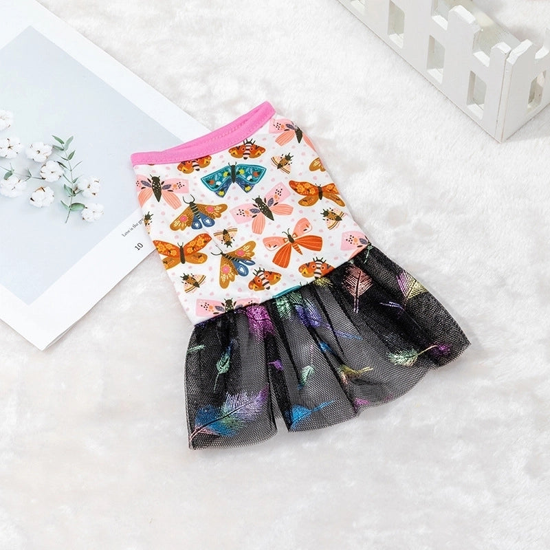 Princess Polyester Rainbow Flower Pet Clothing