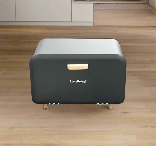 Metal Bread Bin Storage Tin With Front Opening Magnetic Closing. Breadbox Storage Container