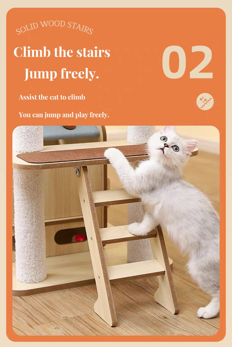 167cm Windmill Cat Tree | Comprehensive Space Capsule Wood Cat Towers