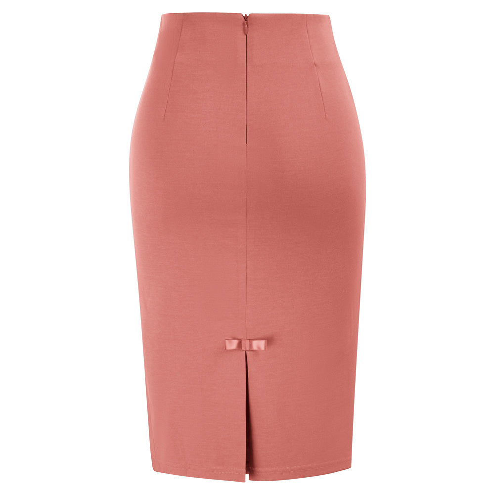 Bow-Knots Decorated Skirt High Waist Stretchy Bodycon Skirt