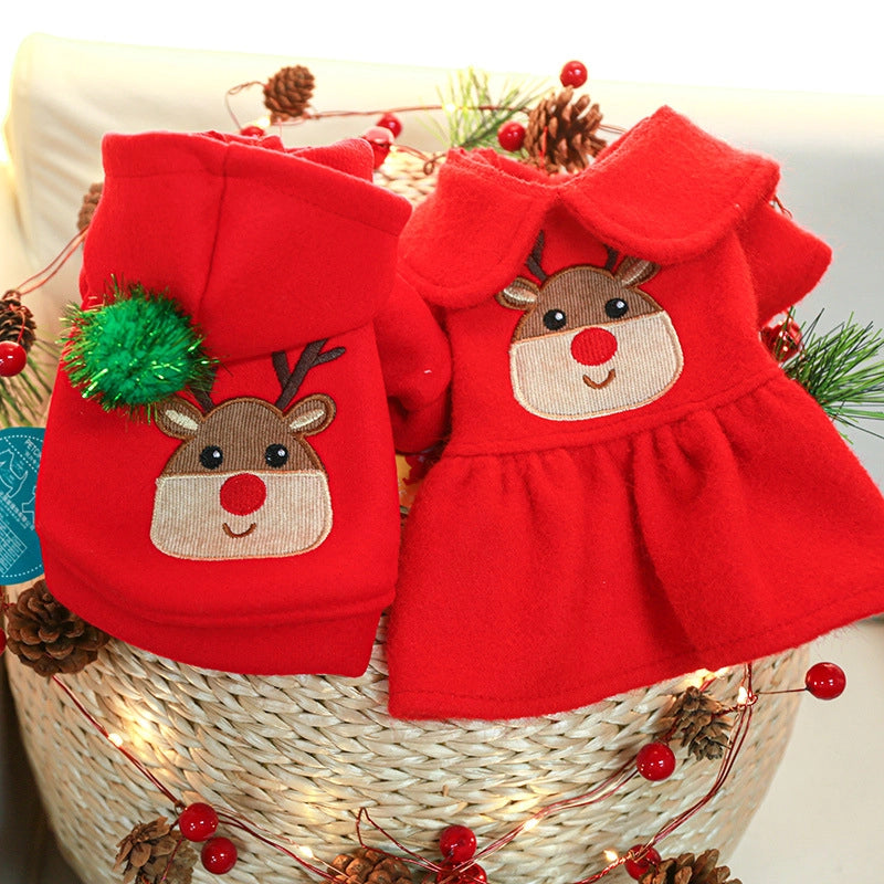 Cute Polyester Christmas Elk Pet Clothing
