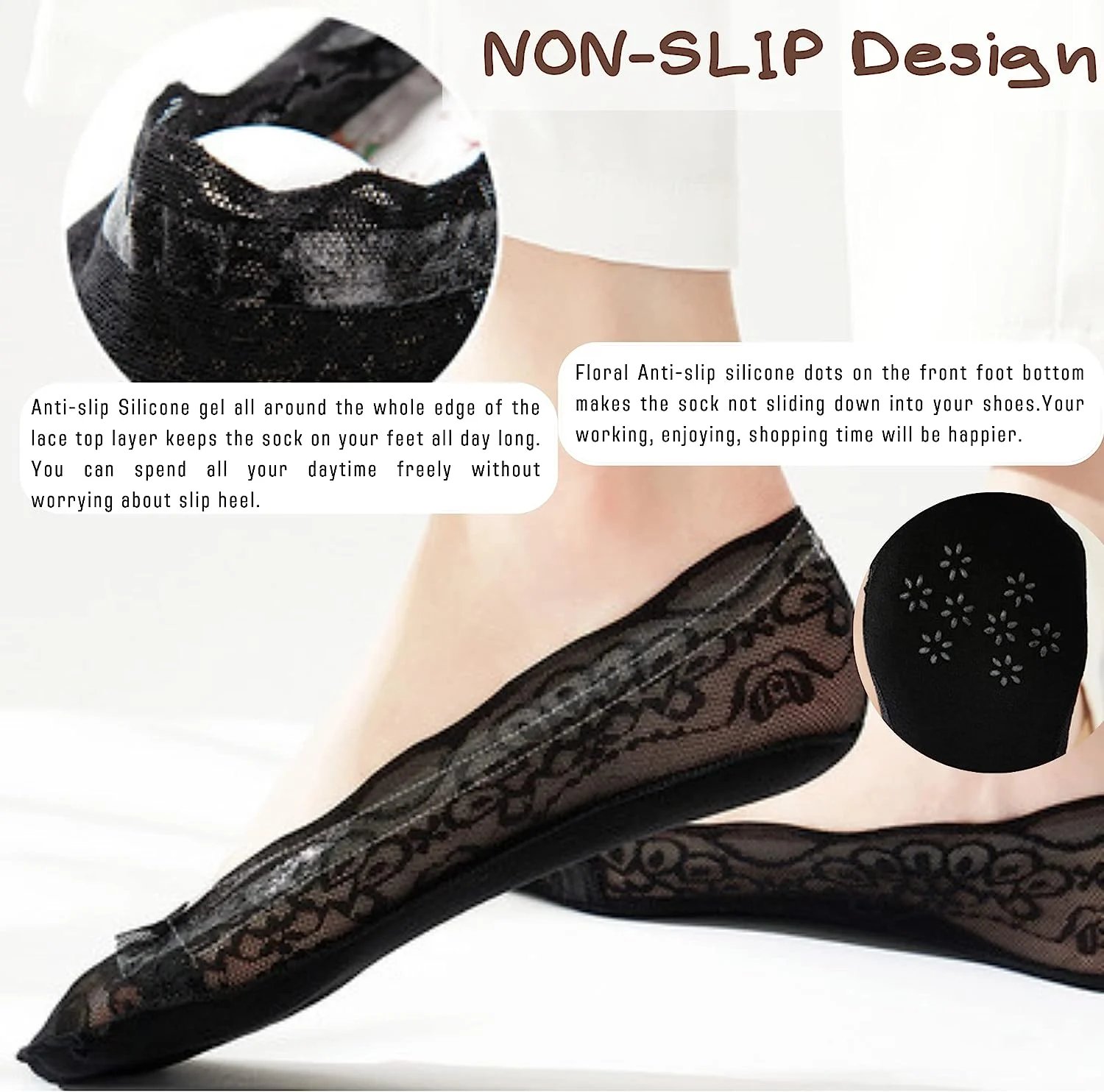 🧦 Lace No Show Liner Socks for Women