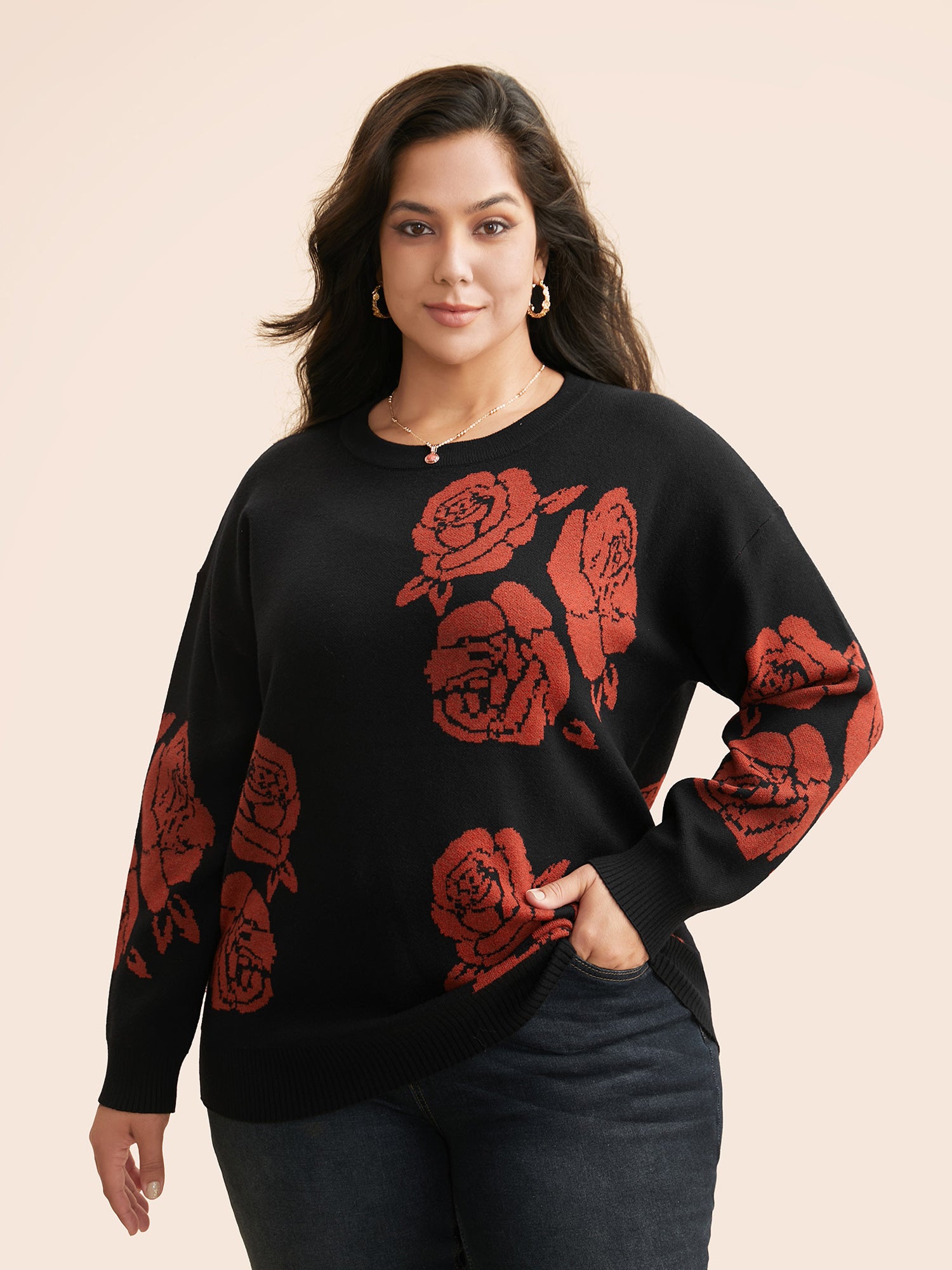 Supersoft Essentials Round Neck Floral Print Pullover