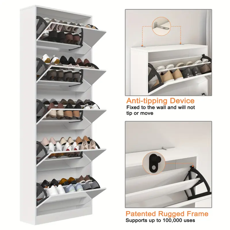 Tipping Bucket With Mirror Shoe Cabinet 17cm