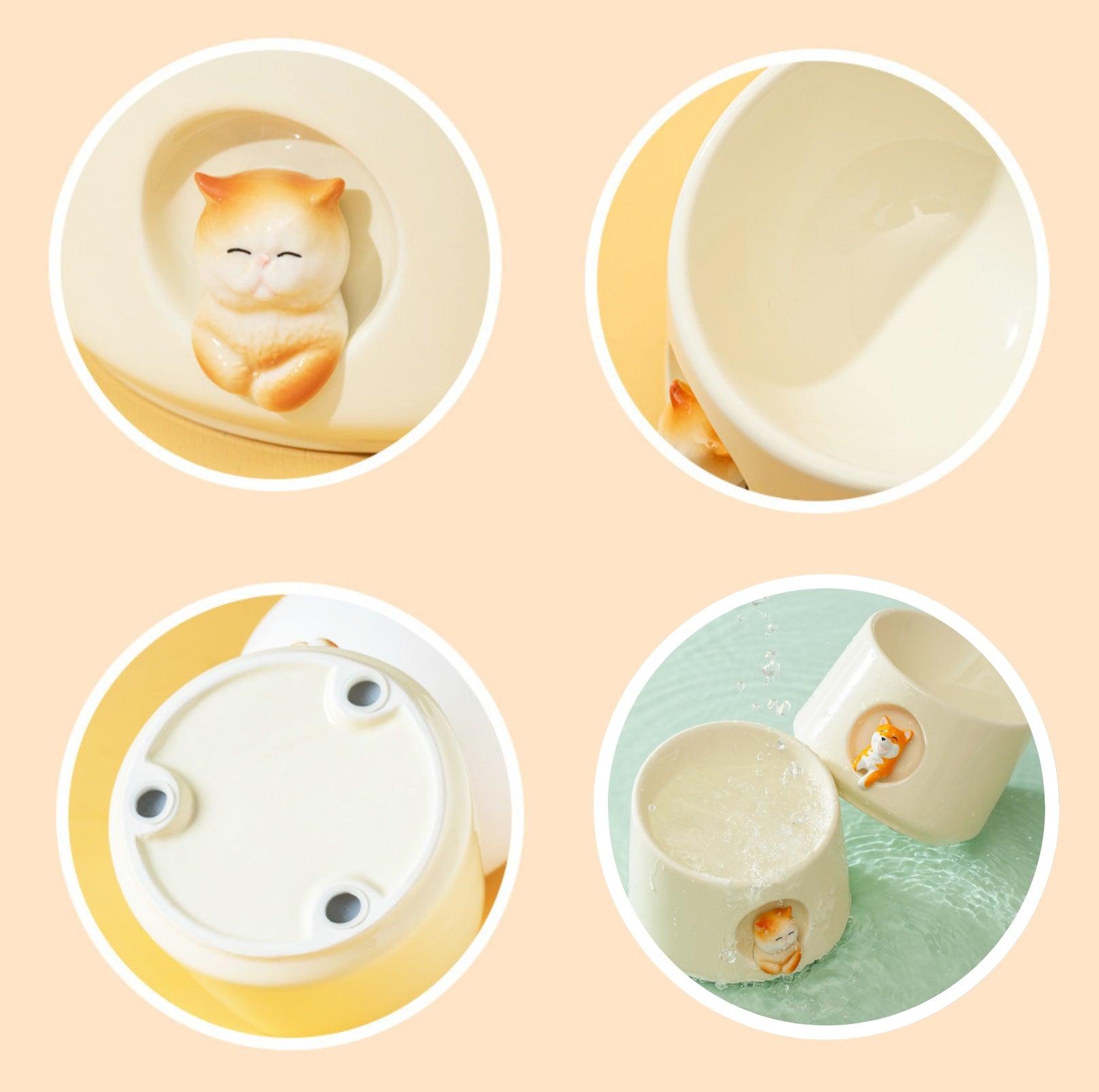Adorable 3D Ceramic Cat Bowls Small Dog Bowls