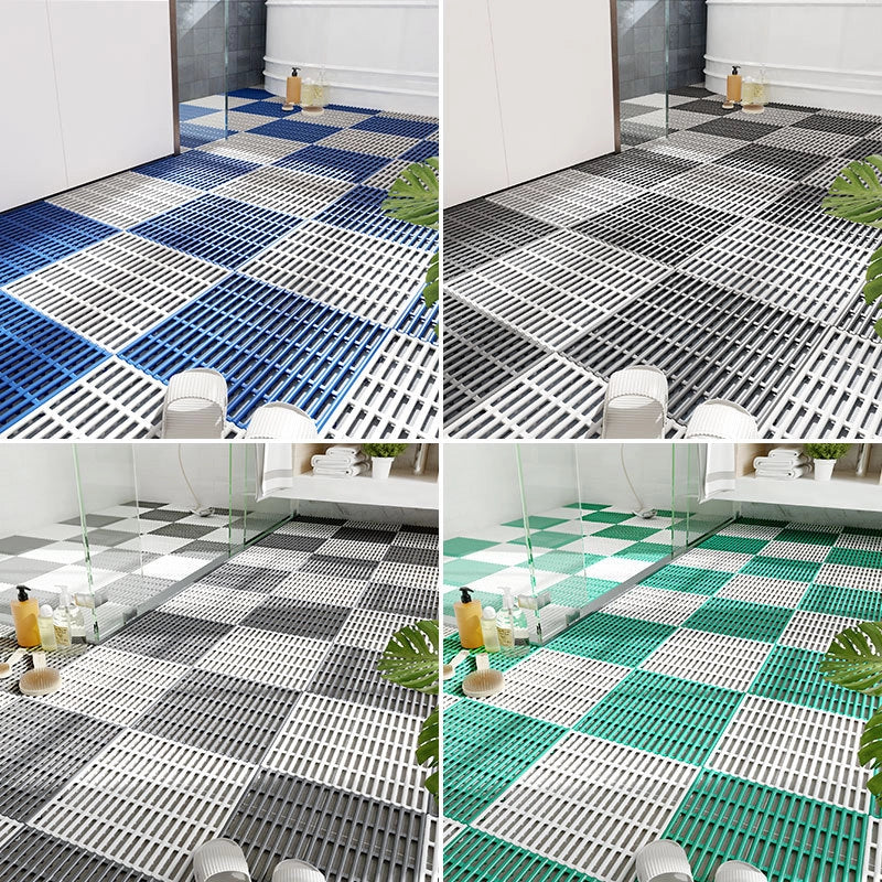 New Striped Bathroom TPE Anti-fall Mat Stitching Anti-slip Mat Waterproof Hollow Mat Toilet Floor Mat
