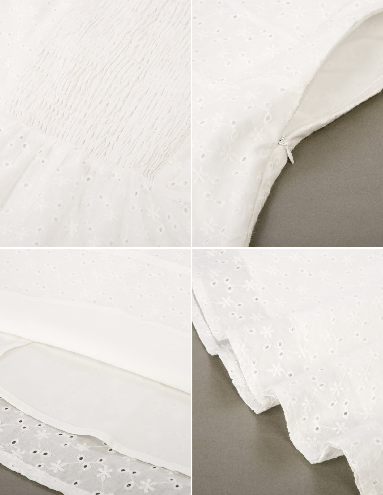 Cotton Dress 1/2 Sleeve Square V-Neck Smocked Back A-Line Dress