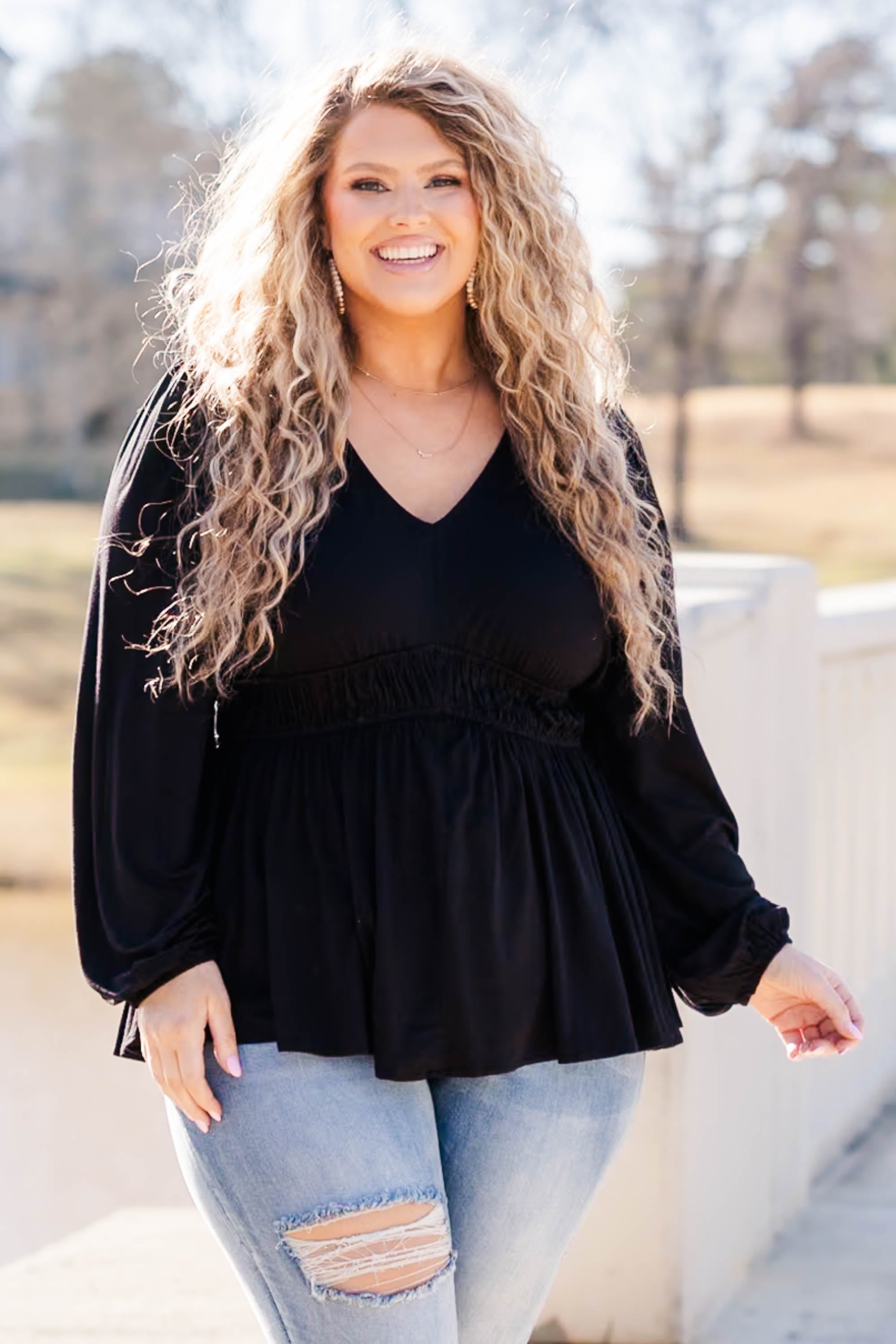 Come On An Adventure With Me Top. Black