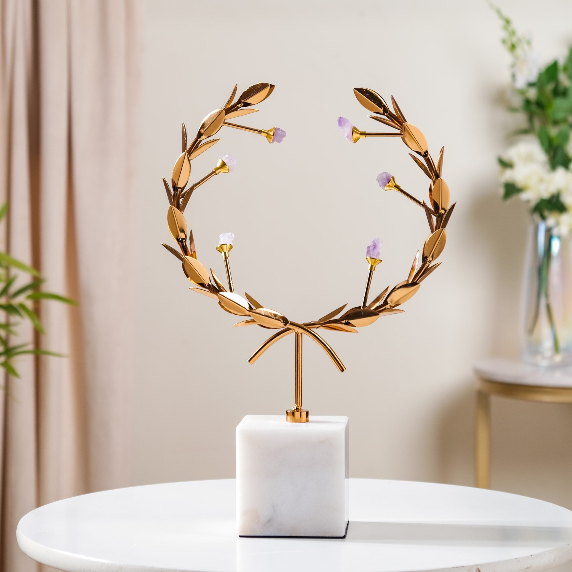 Laurel Wreath Showpiece With Agate Stones Gold