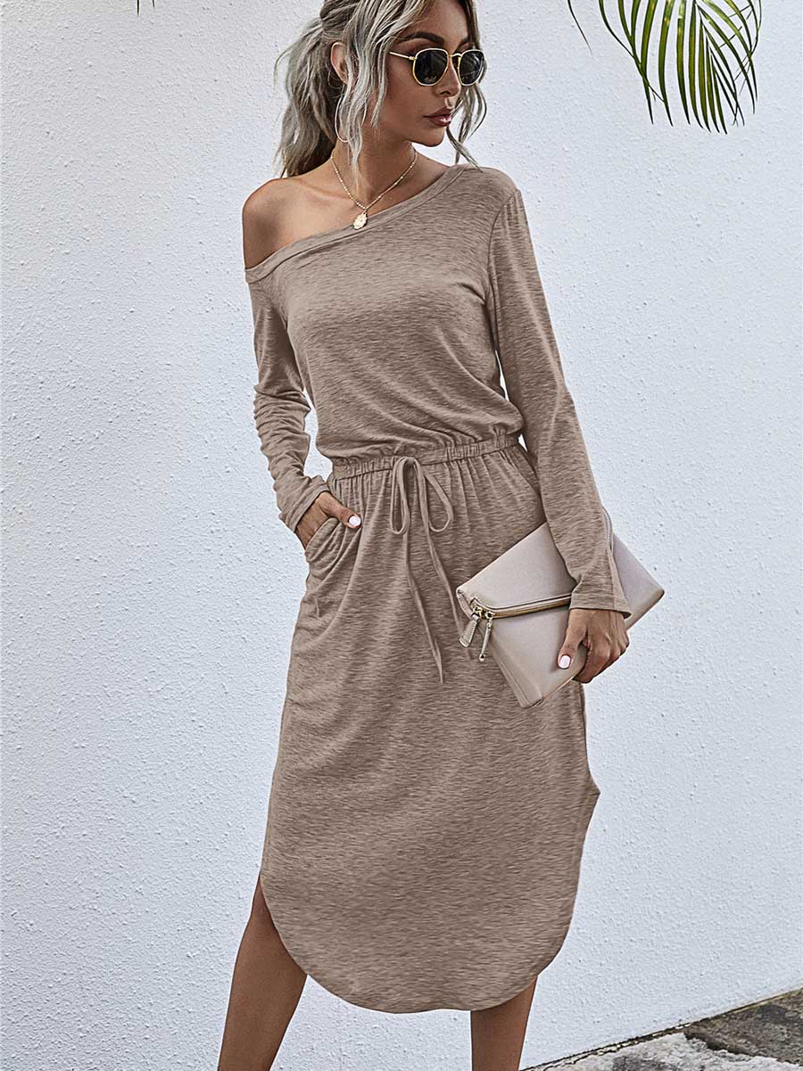 Strapless Long Sleeve Split Dress