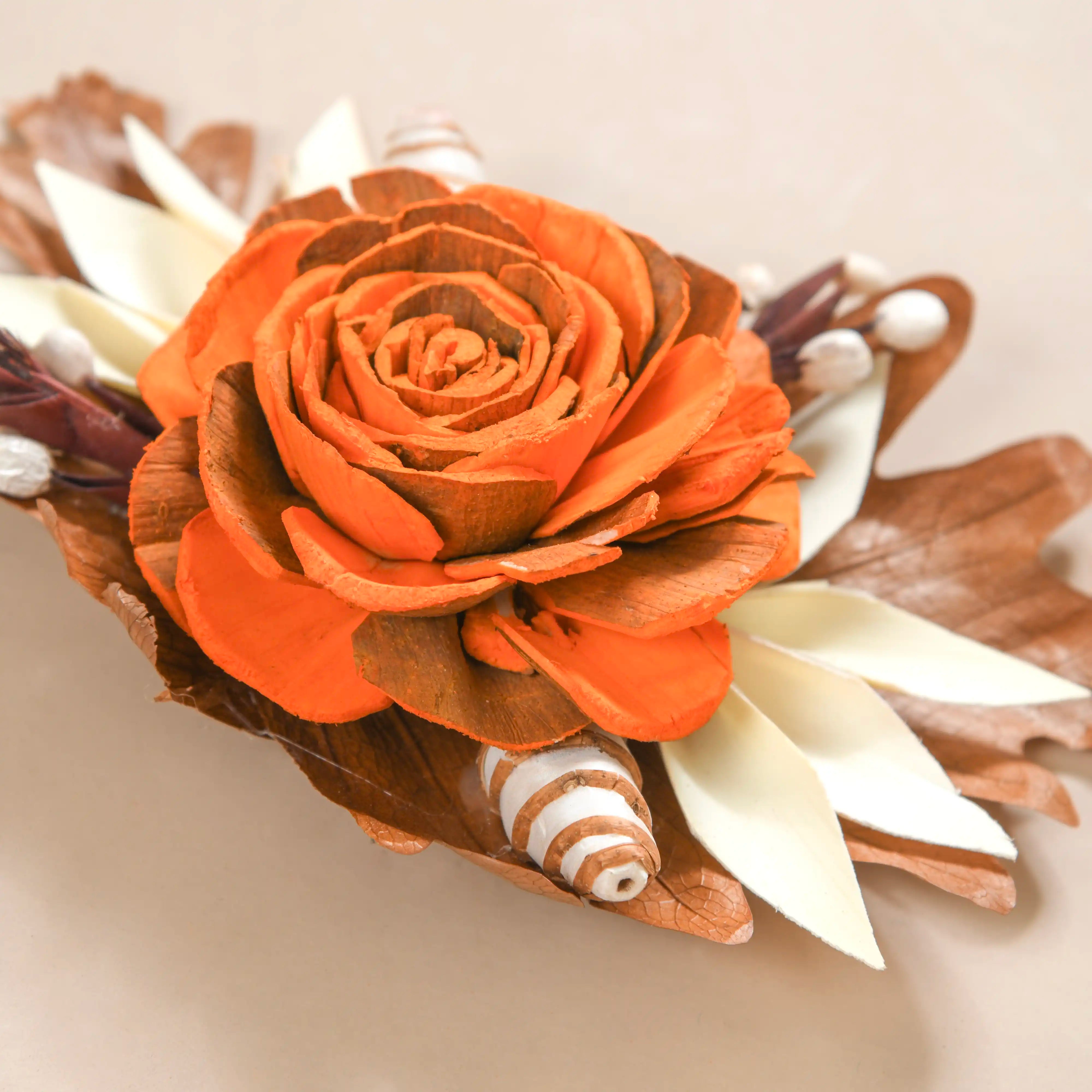 Autumn Orange Decorative Dried Flowers Set Of 6