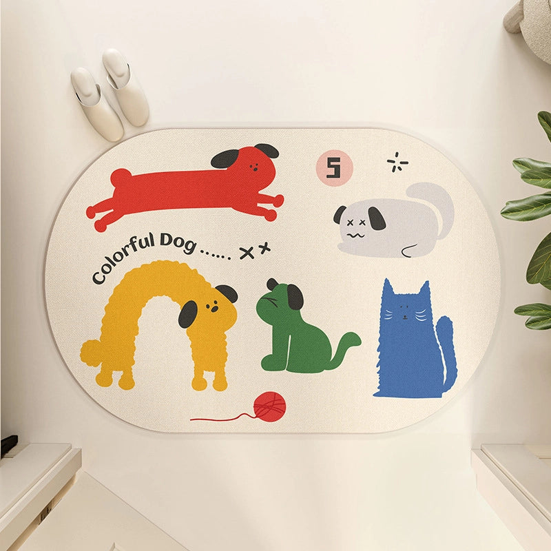 Cute Cartoon Puppy Diatom Mud Mat Bathroom Absorbent Non-slip Toilet Door Quick-drying Foot Mat Bathroom Carpet