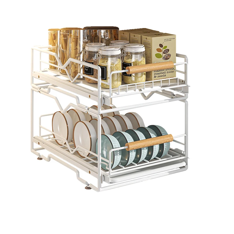 New Durable Stackable Drainboard Shelf Sliding Storage Cabinet Pull Out Kitchen Organizer Dish Rack