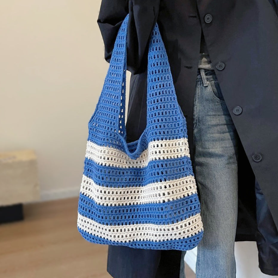 Wide Stripe Crochet Bag