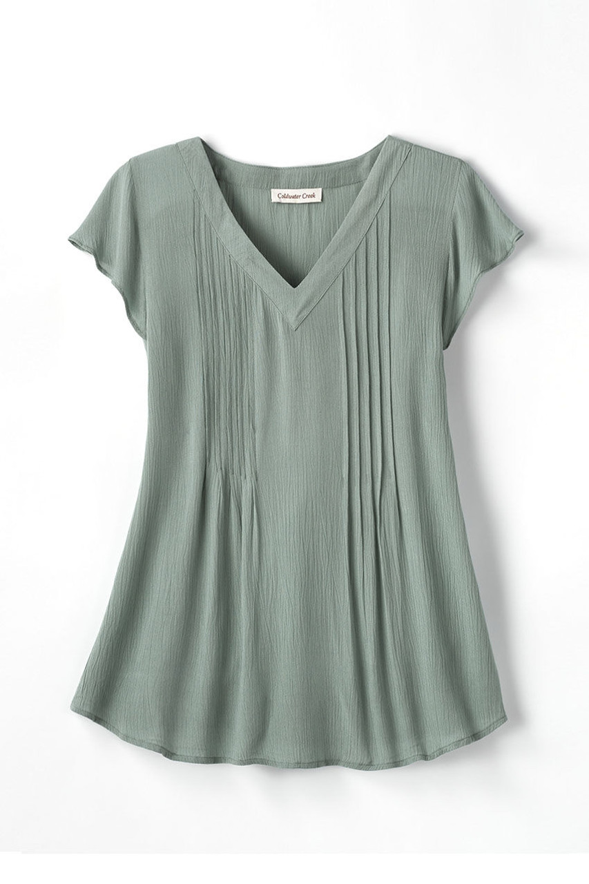 Solstice Tuck-and-Release Cap-Sleeve Blouse