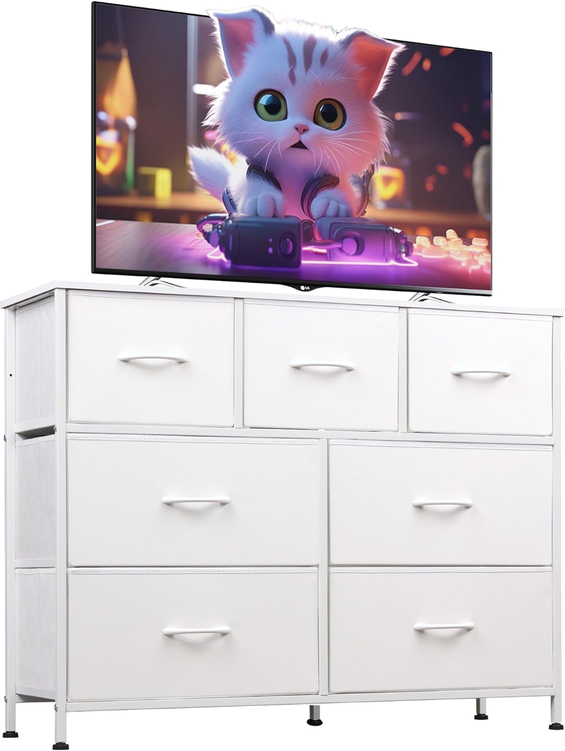 WLIVE 7 Drawer Dresser TV Stand, Dressers for Bedroom, Fabric Storage Tower
