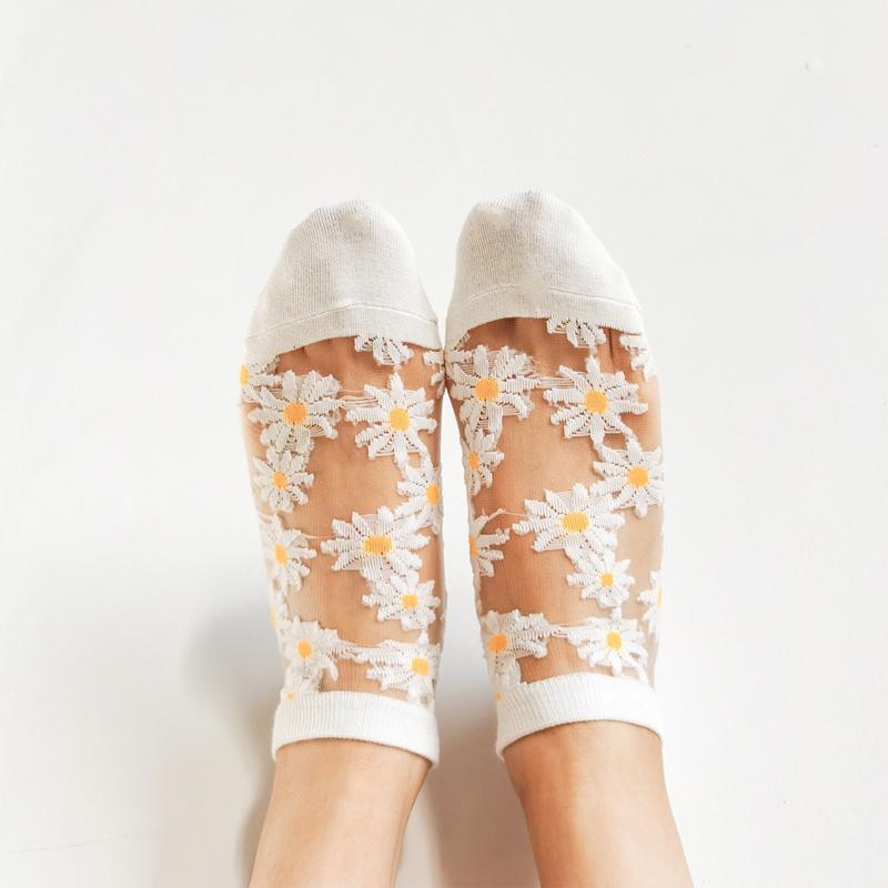 Translucent Daisy Socks. 5 pairs