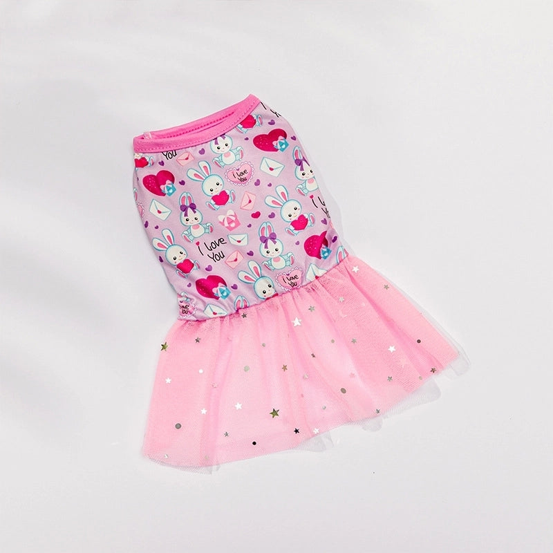 Princess Polyester Letter Cherry Strawberry Pet Clothing