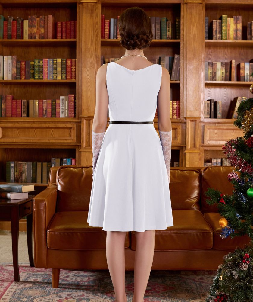 Sleeveless A Line Dress Vintage Cocktail Party Dress Swing Dress for Wedding Guest