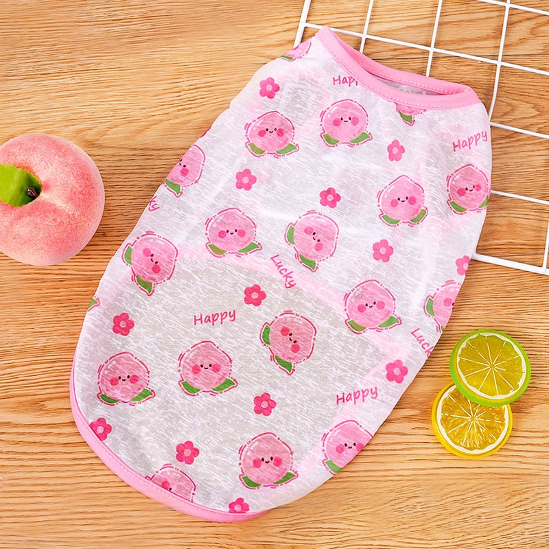 Big Dog Pet Spring And Summer Vest Dustproof Clothes Cat Dog Clothes Supplies Cartoon Fruit Teddy Koki Golden Hair