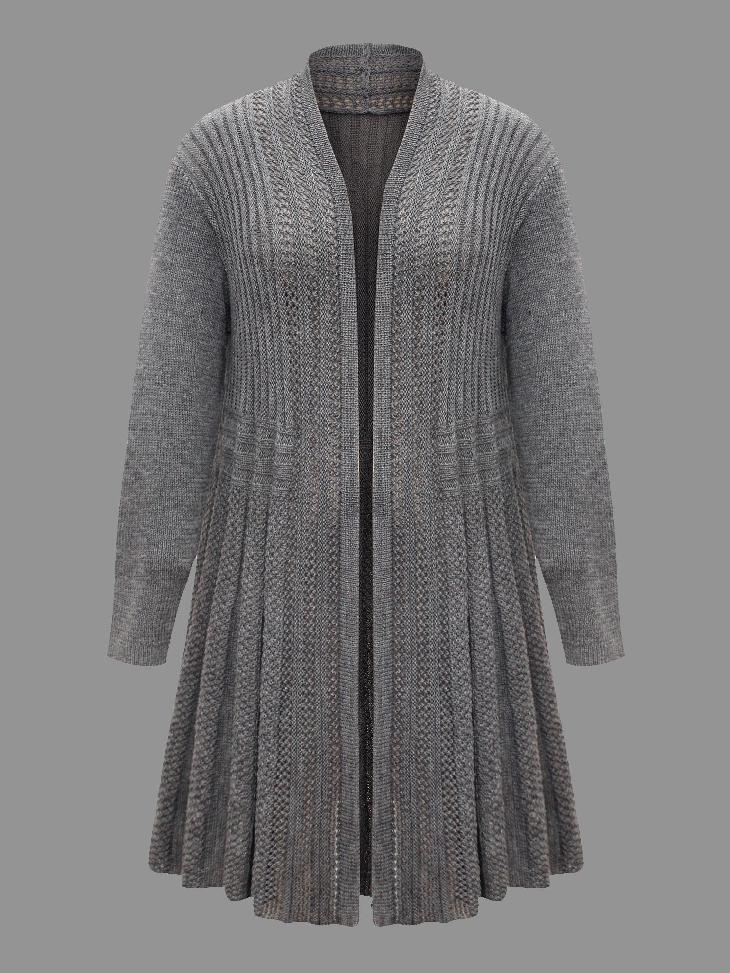 Plain Textured Kimono Collar Cardigan