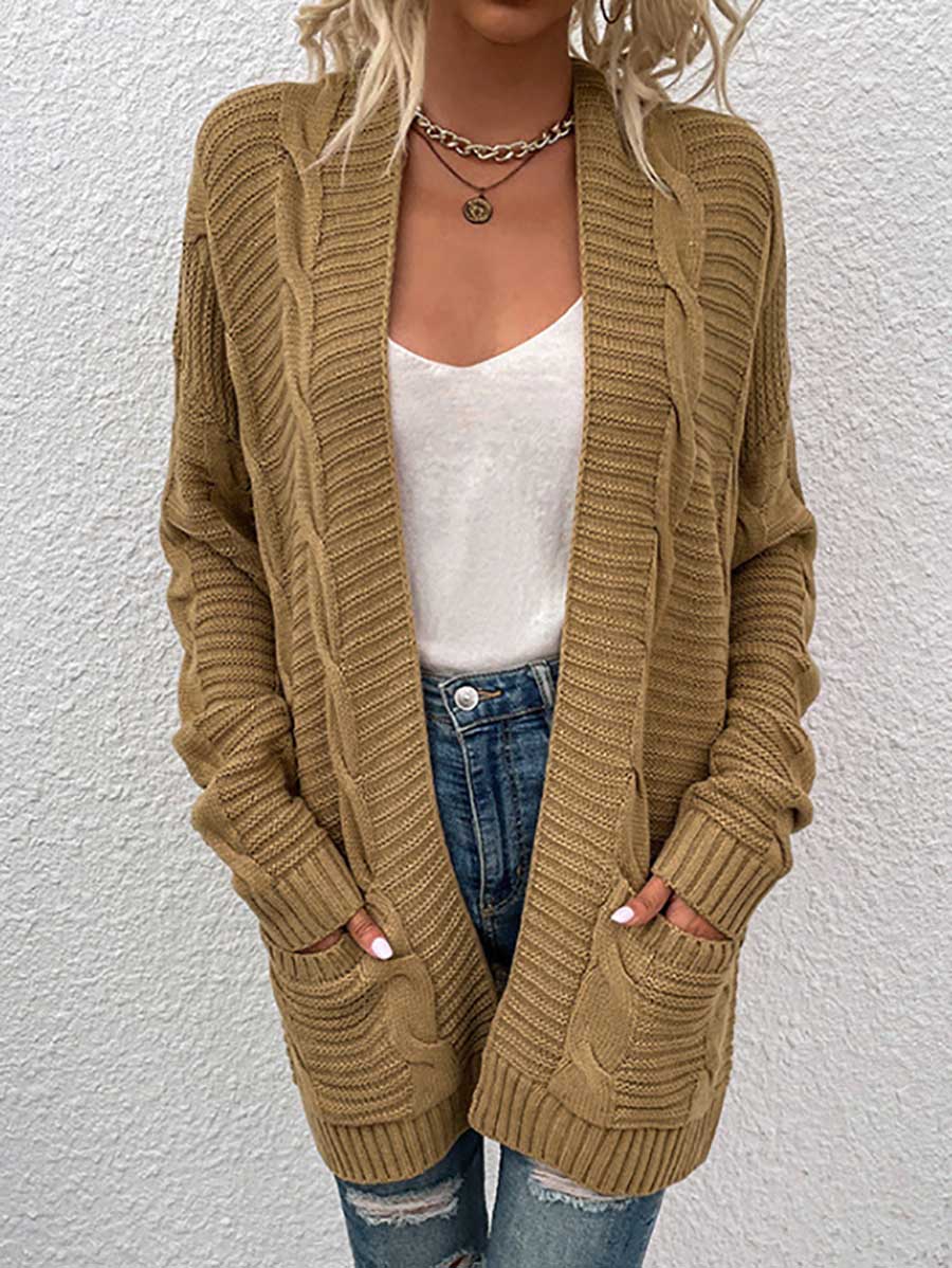 Long Knit Twist Cardigan Sweater