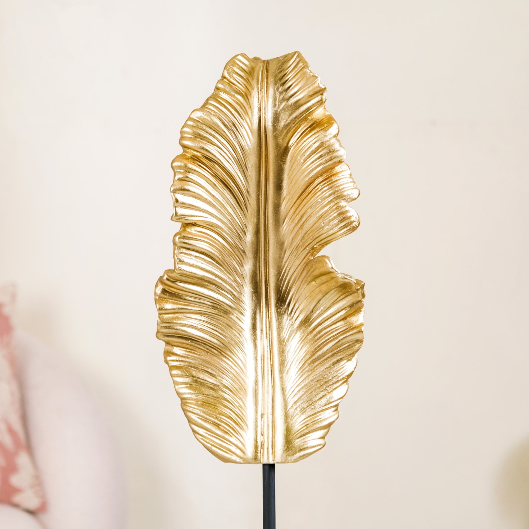 Gold Leaf Feather Resin Showpiece