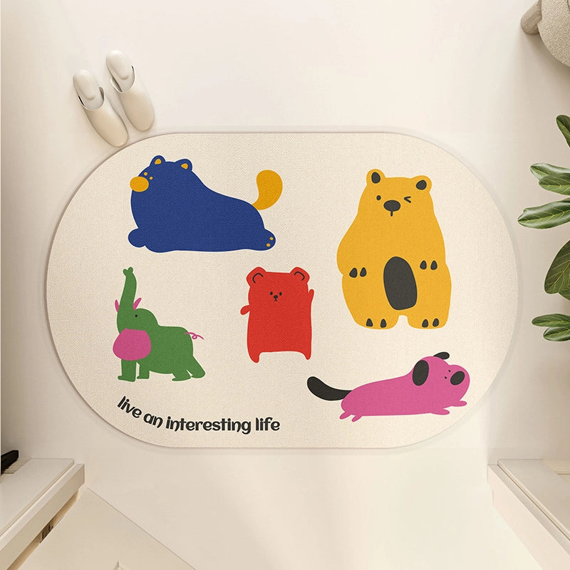 Cute Cartoon Puppy Diatom Mud Mat Bathroom Absorbent Non-slip Toilet Door Quick-drying Foot Mat Bathroom Carpet