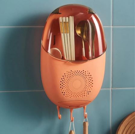 Chopsticks Drainer Wall-Mounted Strong Seamless Plastic Spoon Fork Chopstick Tableware Organizer Kitchen Gadget