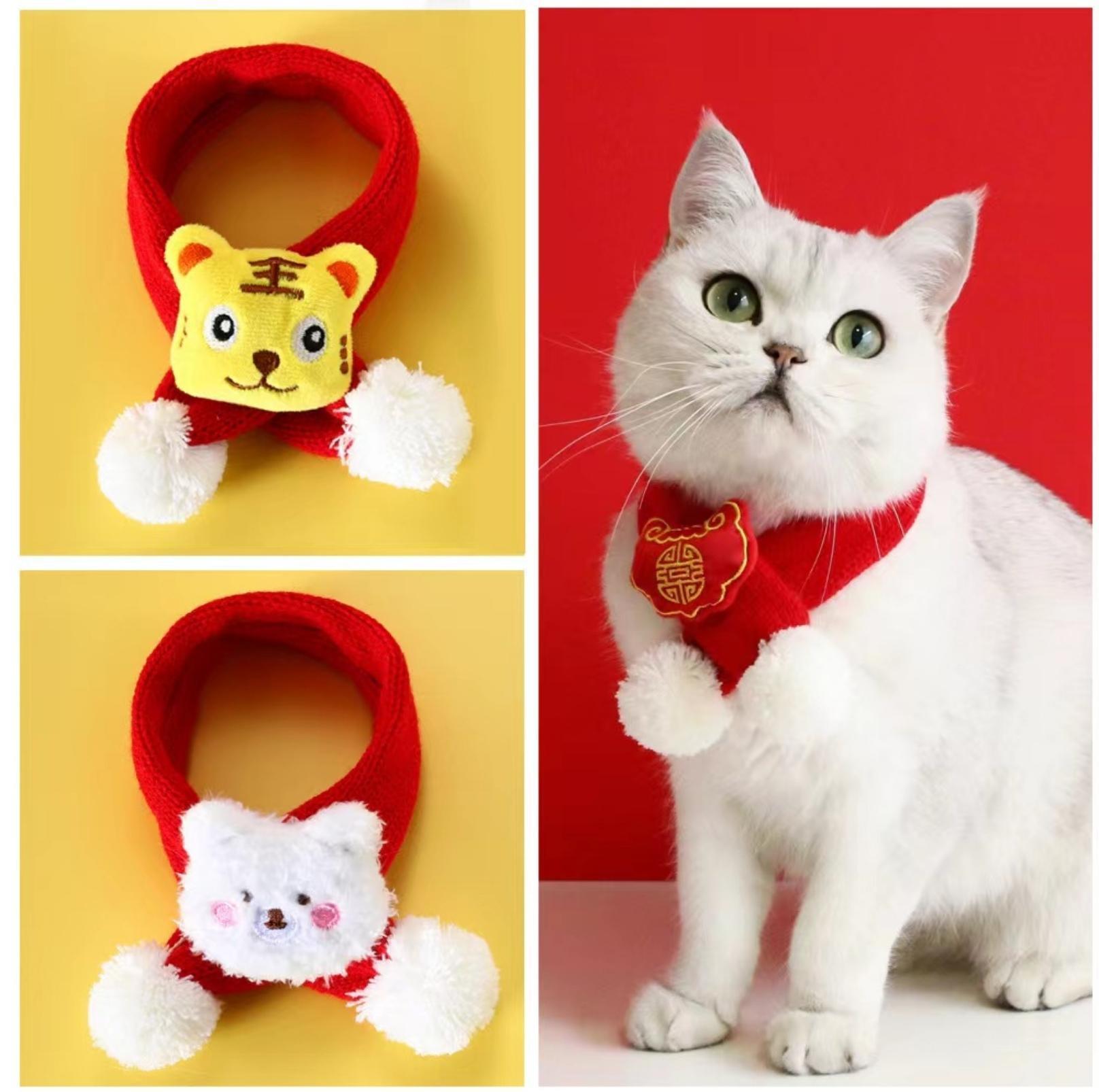 Red Knitted Wool Cartoon Scarfs For Cats and Dogs