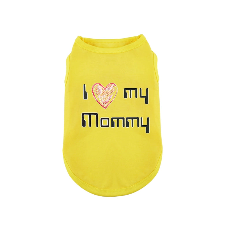 Minimalist Heart Love Mom And Dad T-shirt Cartoon Printing Dog Vest Pet Clothing