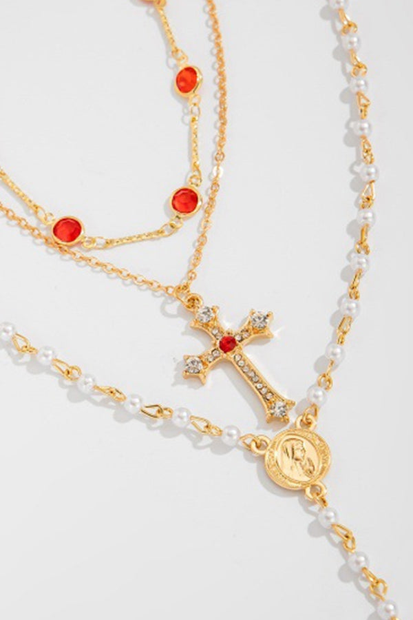 Fashion Vintage Metal Cross Pendant Y-Necklace Set