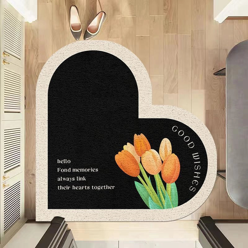 Casual Elegant Letter Heart Shape PVC Carpet Bathing