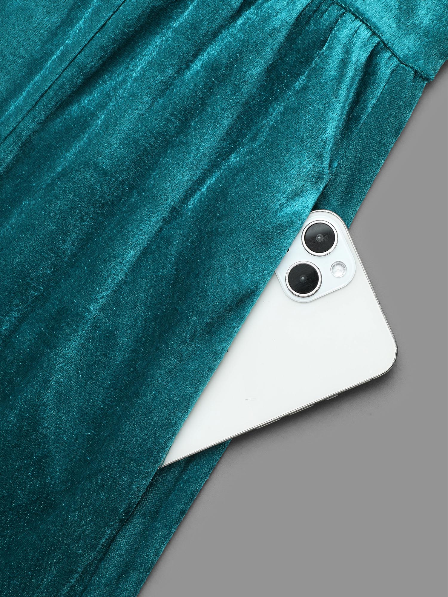 Velvet V-Neck Side Slit Maxi Dress