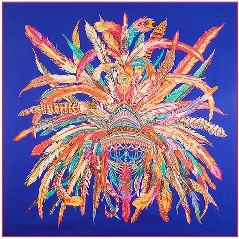 Indian Feather Crown Ladies Twill Square Scarf Silk Scarf Shawl Scarf Headscarf