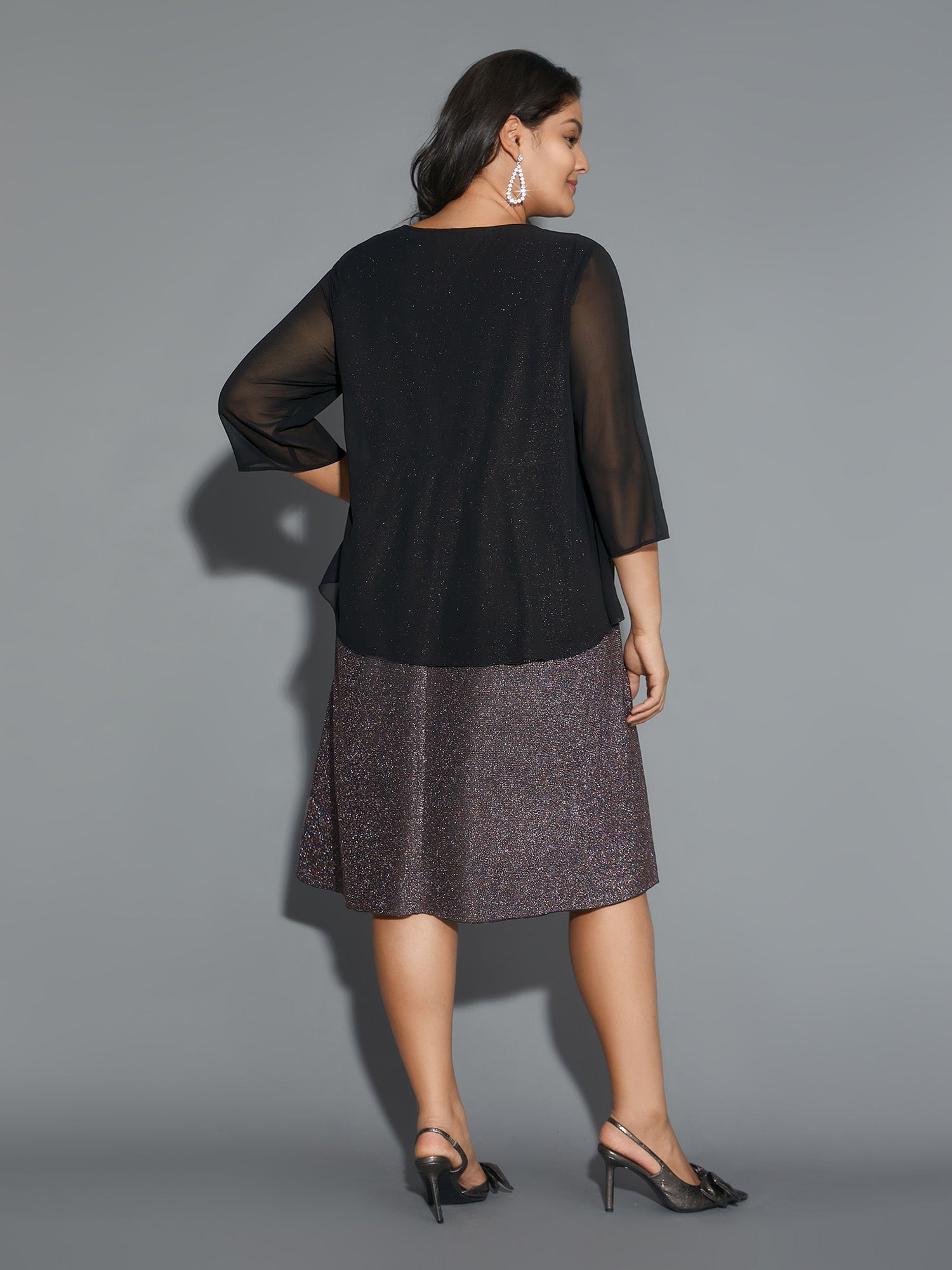 2-In-1 Sequin Patchwork Mesh Dress