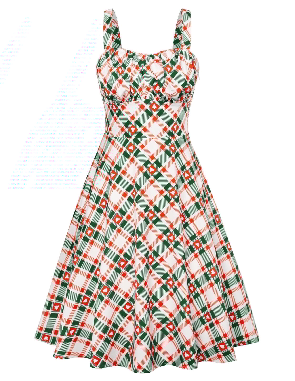 High Waist Plaid Style Bow Pattern A-Line Skirt