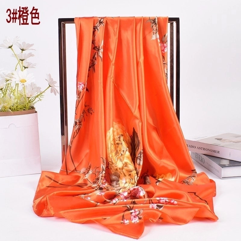Women's Elegant Minimalist Flower Polyester Printing Silk Scarves