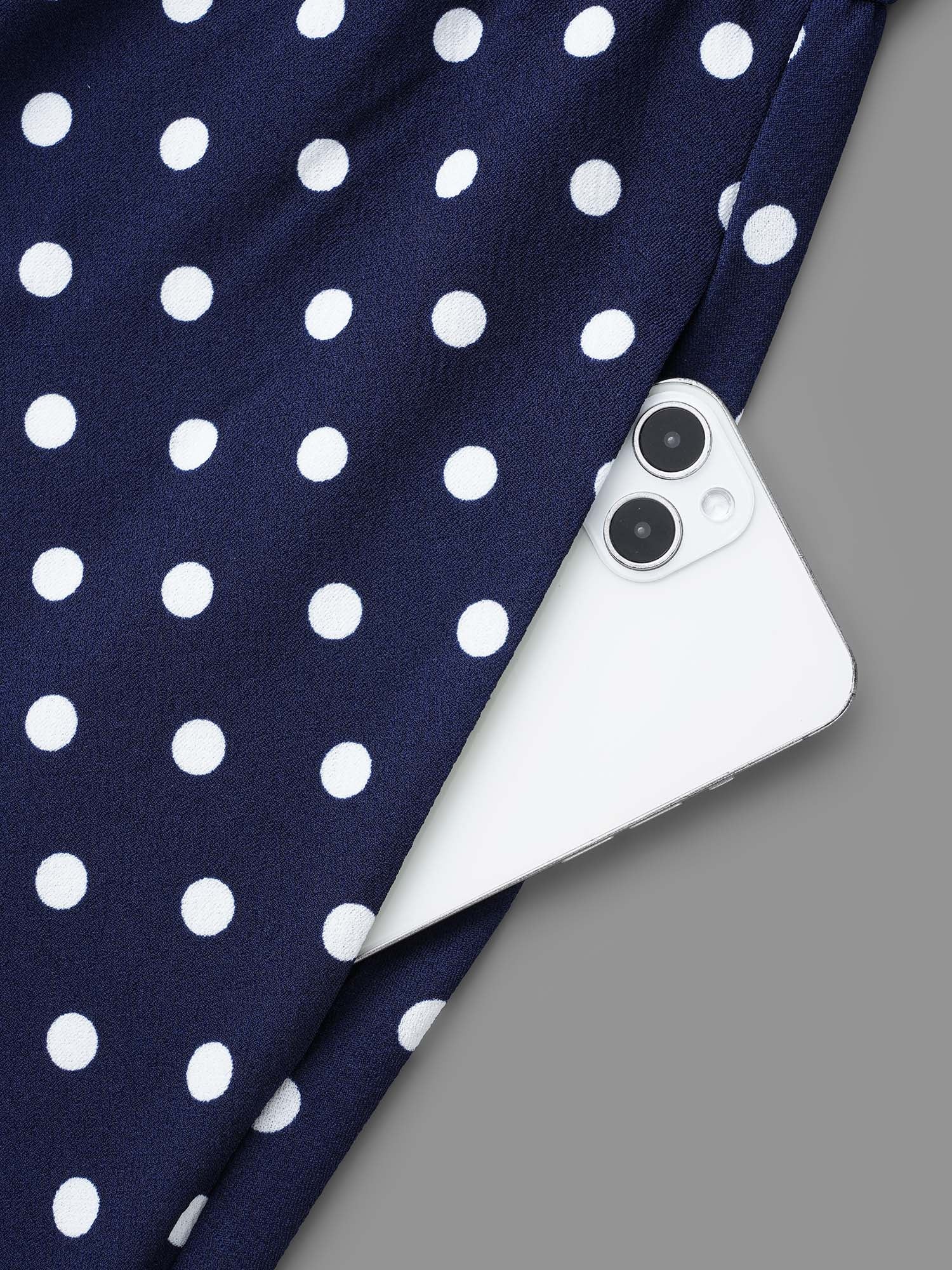 V Neck Polka Dot Midi Dress