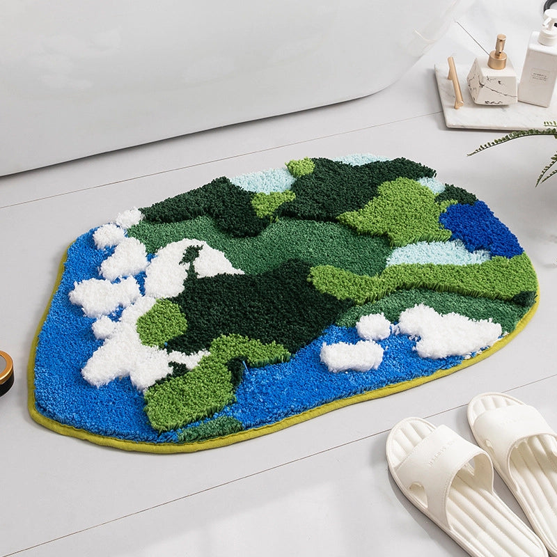 Casual Elegant Floral Flocking Polyester Carpet Bathing