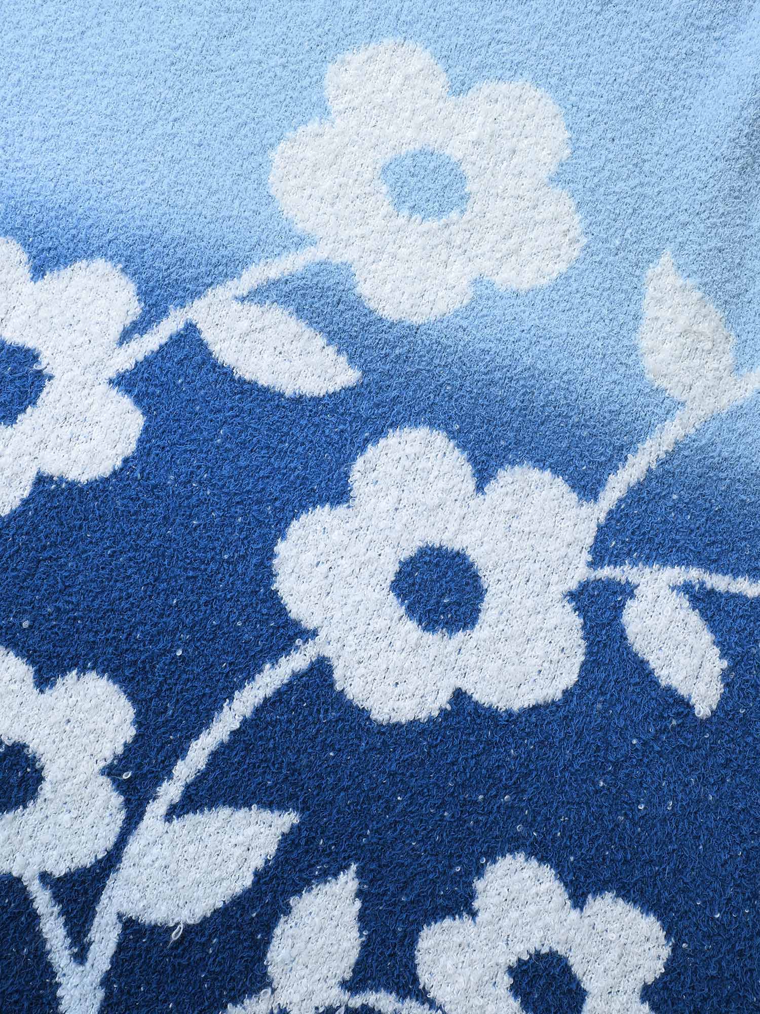 Floral Jacquard Ombre Drop Shoulder Pullover