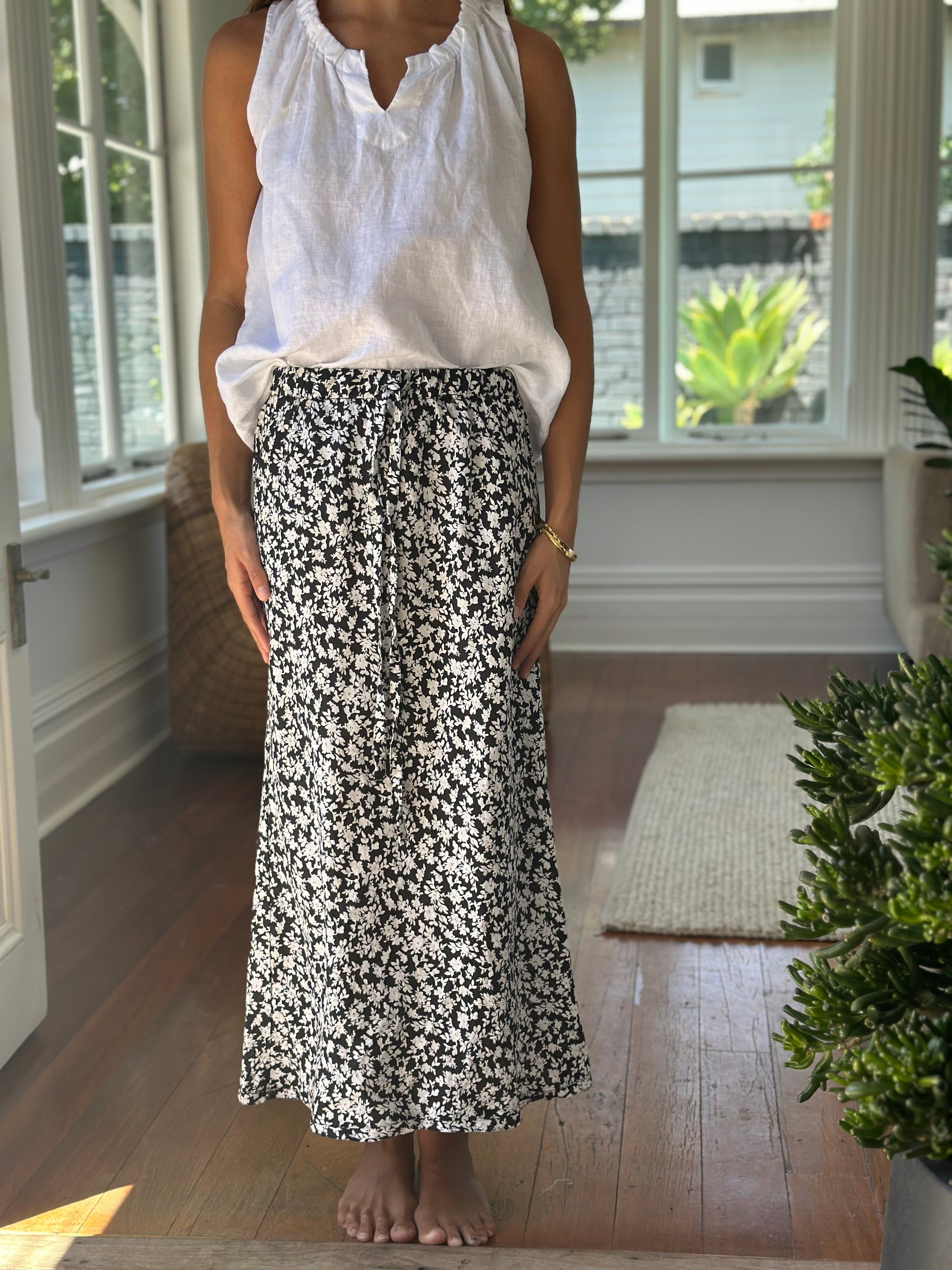 black floral linen