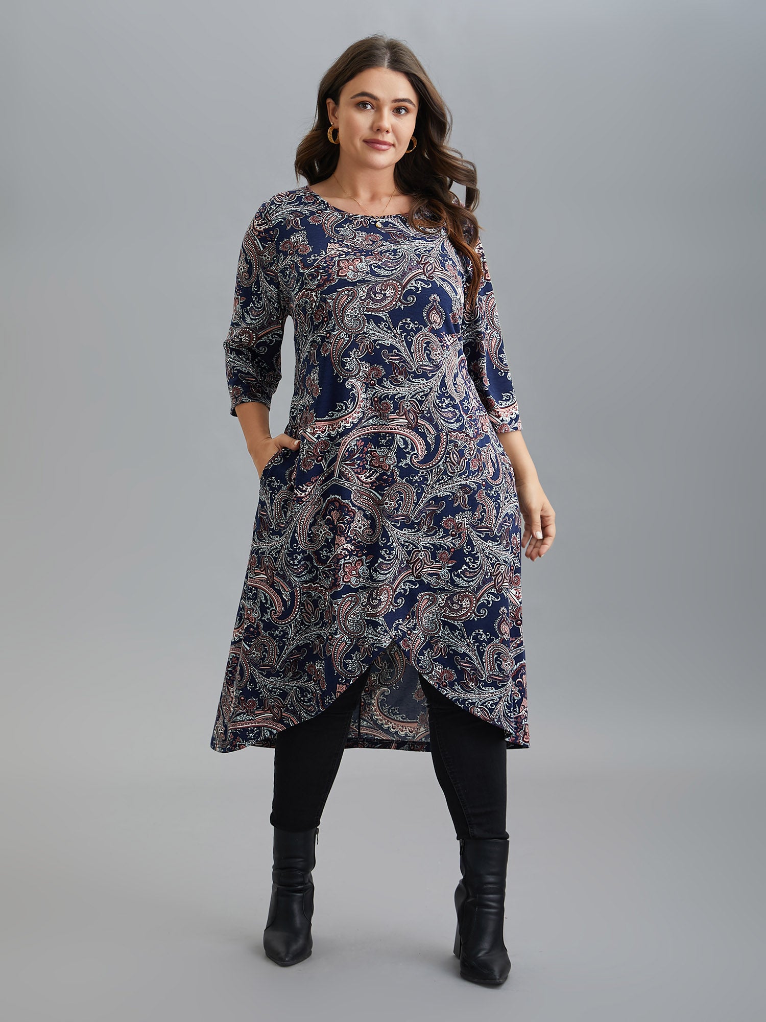 Wrap Hem Bandana Floral Dress