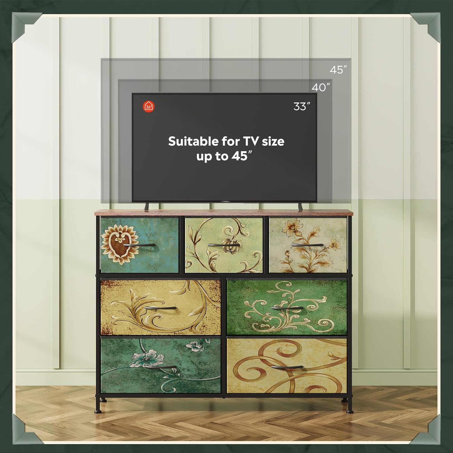 WLIVE 7 Drawer Dresser TV Stand, Dressers for Bedroom, Fabric Storage Tower