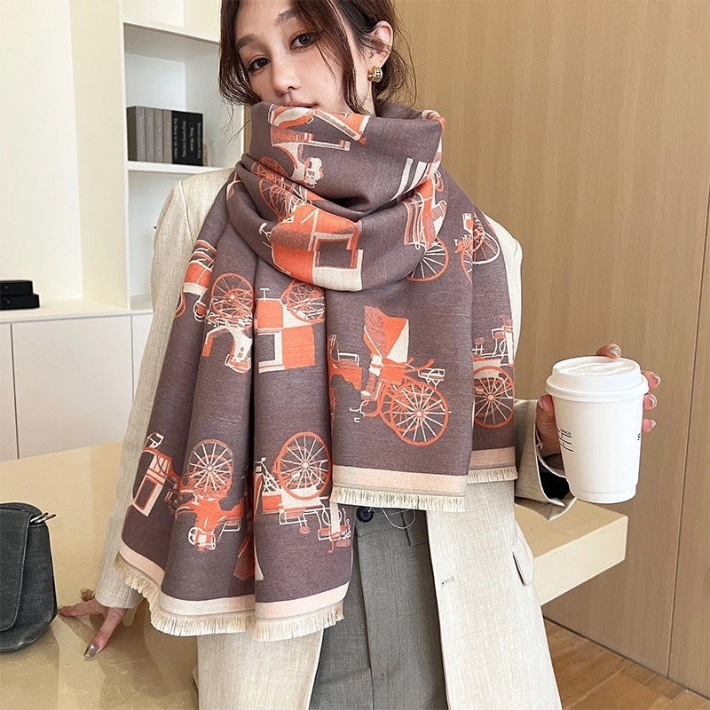 Women's Casual Minimalist Carriage Imitation Cashmere Scarf